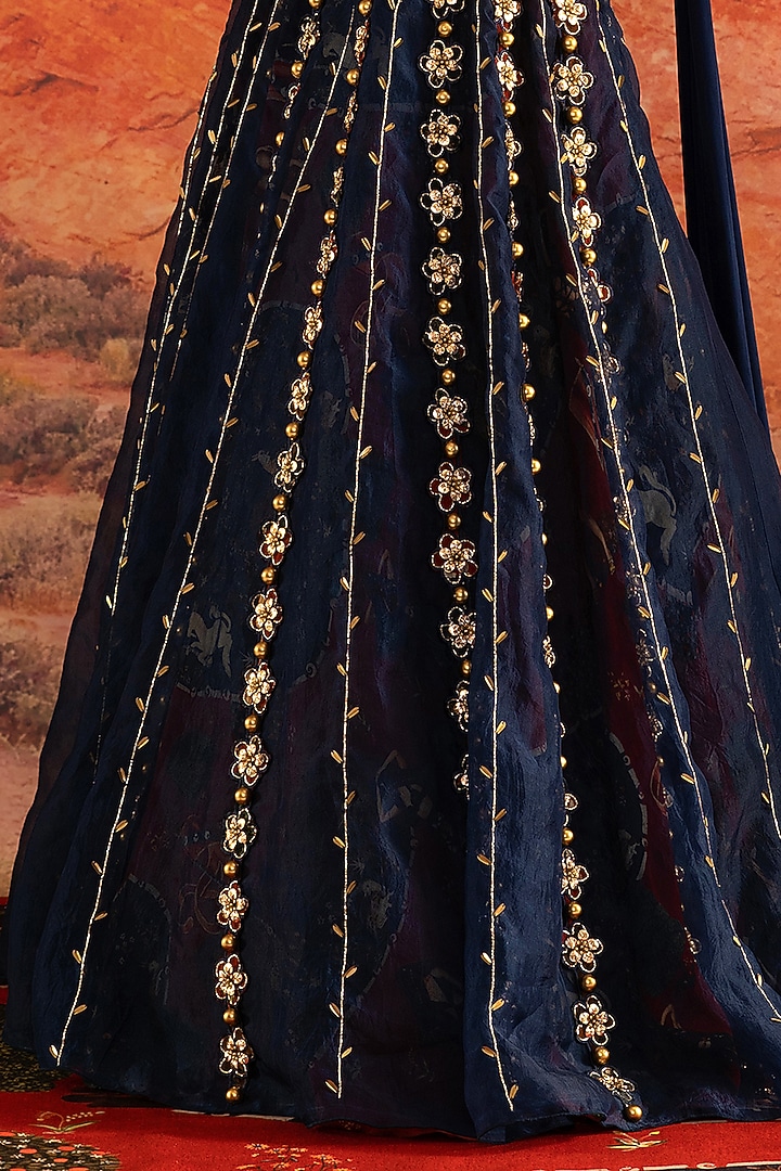 Sapphire Italian Jersey Bridal Lehenga by Shivan & Narresh at Pernia's Pop Up Shop