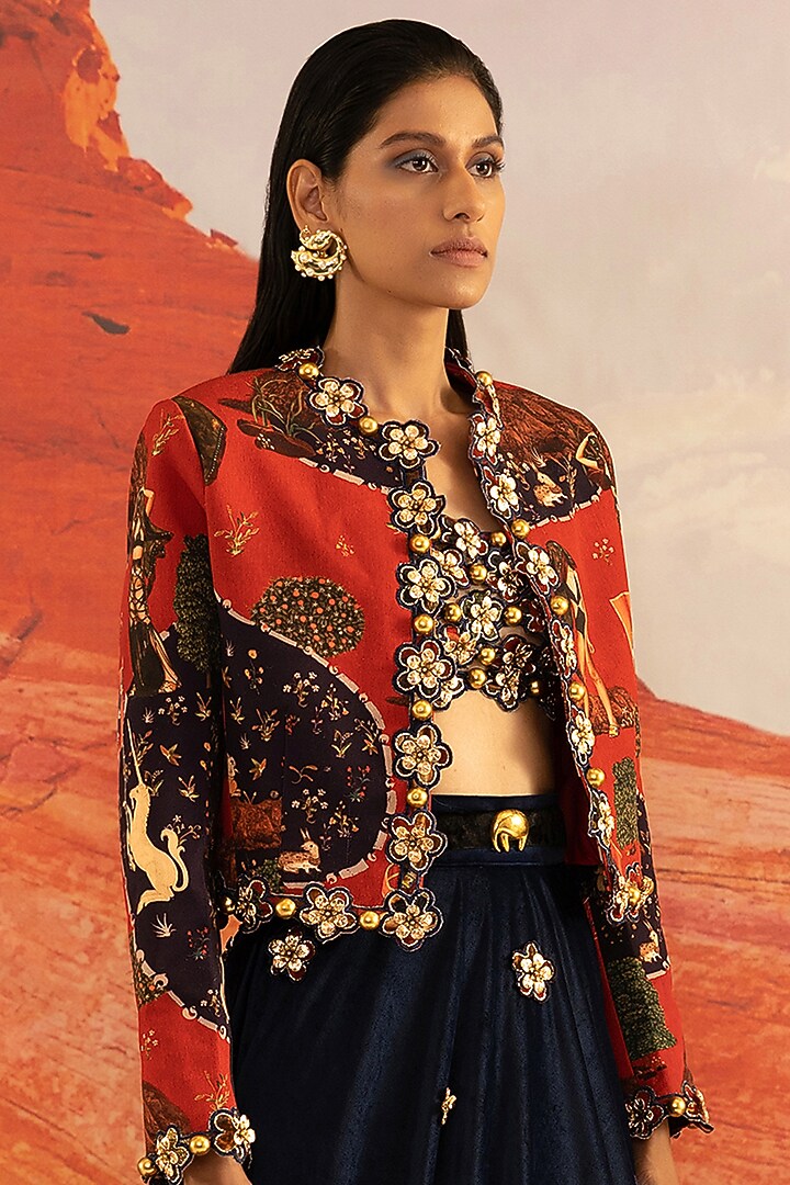 Multi-Coloured Italian Jersey Jacket by Shivan & Narresh at Pernia's Pop Up Shop