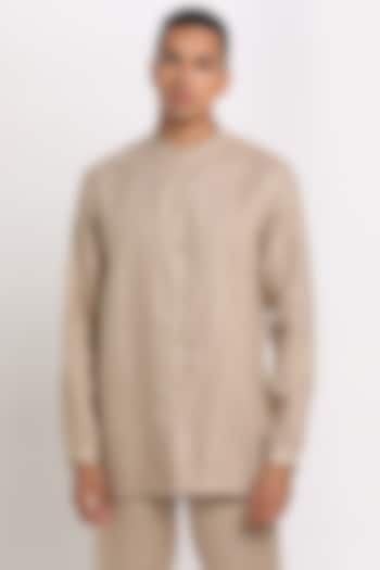 Beige Party Wear Shirt With Sleeves by Son Of A Noble SNOB at Pernia's Pop Up Shop