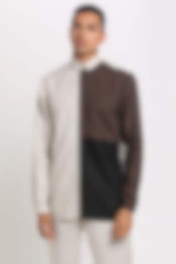 Ivory Color Blocked Party Wear Shirt by Son Of A Noble SNOB at Pernia's Pop Up Shop
