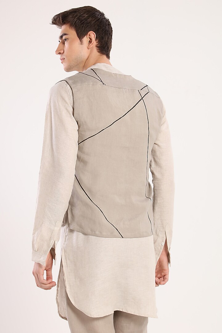 Grey Linen Waistcoat by Son Of A Noble SNOB at Pernia's Pop Up Shop
