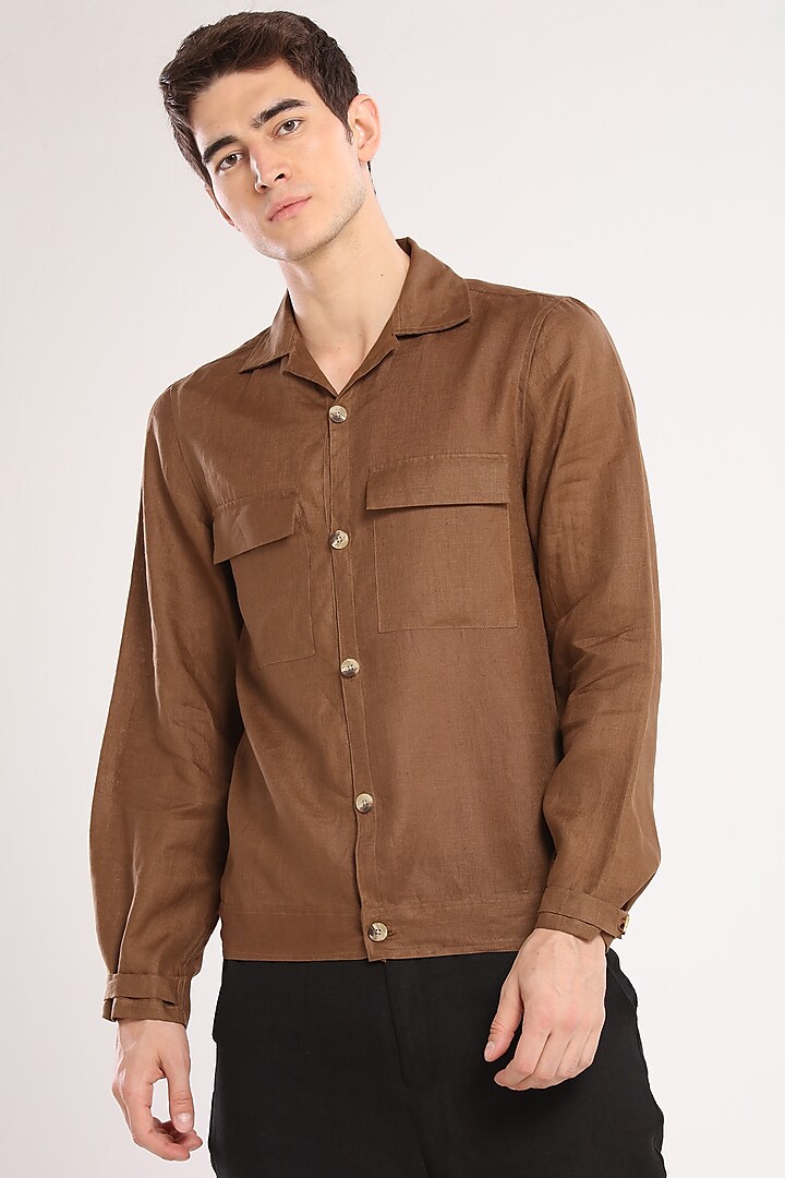 Brown Linen Shacket by Son Of A Noble SNOB