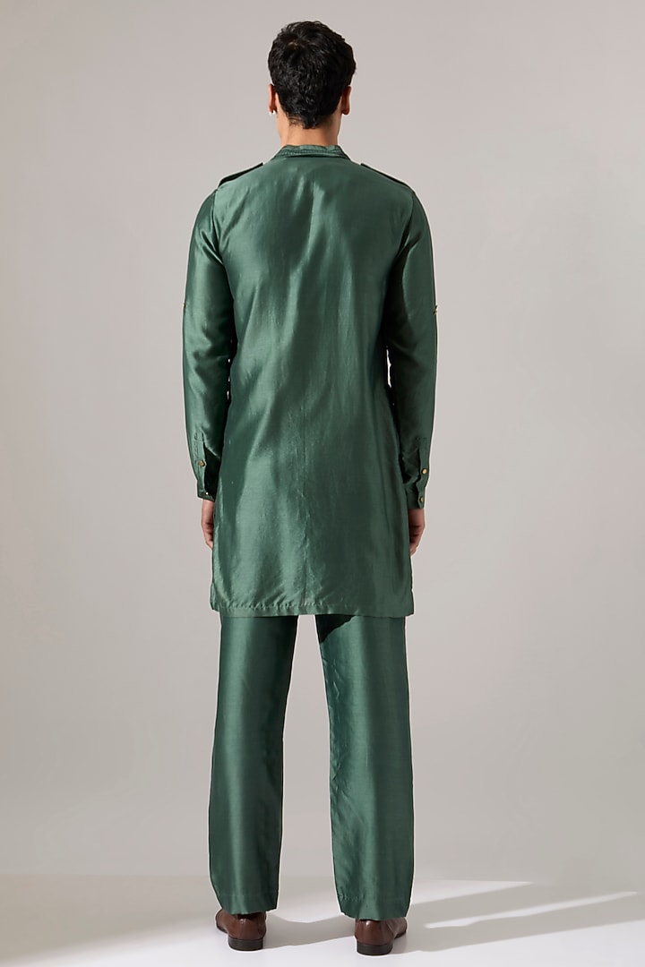Sage Green Chanderi Kurta Set by Son Of A Noble SNOB Men at Pernia's Pop Up Shop
