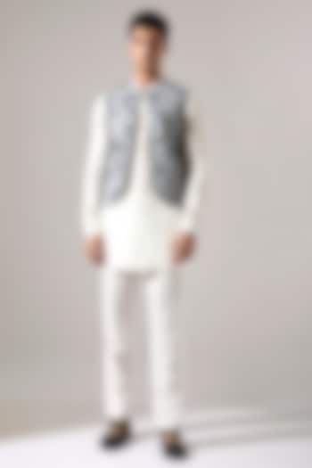 Grey Cotton Printed Bundi Jacket by Son Of A Noble SNOB Men at Pernia's Pop Up Shop