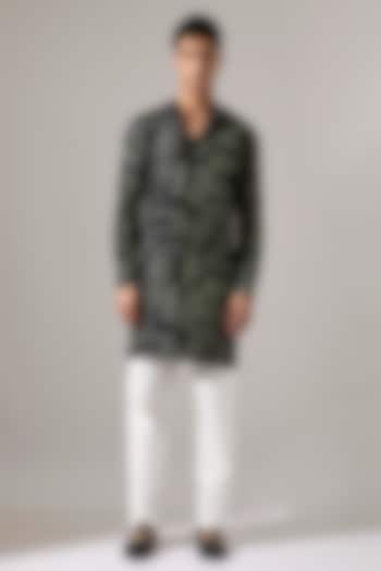 Black Modal Printed Kurta Set by Son Of A Noble SNOB Men at Pernia's Pop Up Shop