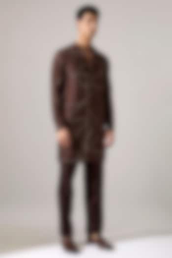 Bark-Colored Modal Printed Kurta Set by Son Of A Noble SNOB Men at Pernia's Pop Up Shop