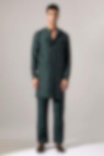 Forest Raw Silk Hand Embroidered Kurta Set by Son Of A Noble SNOB Men at Pernia's Pop Up Shop