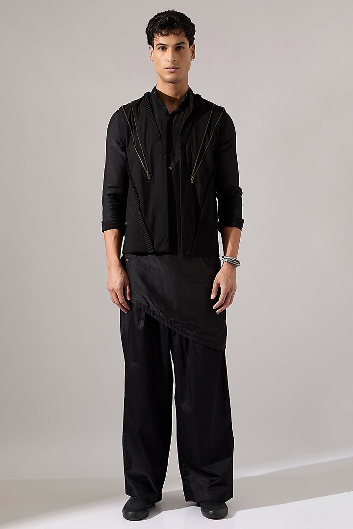 Black Modal & Cotton Pant Set by Son Of A Noble SNOB Men at Pernia's Pop Up Shop