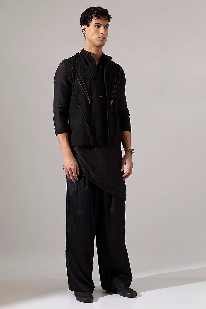 Black Modal & Cotton Pant Set by Son Of A Noble SNOB Men at Pernia's Pop Up Shop