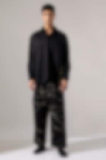 Black Cotton Satin Co-Ord Set by Son Of A Noble SNOB Men at Pernia's Pop Up Shop