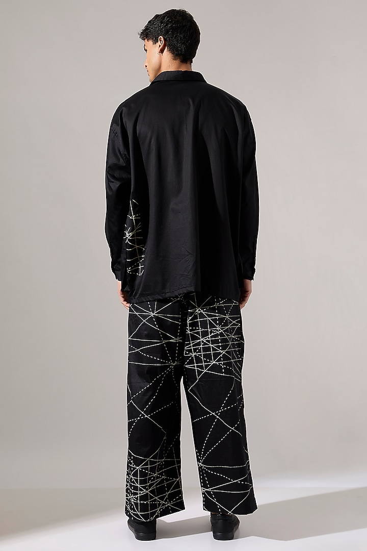 Black Cotton Satin Co-Ord Set by Son Of A Noble SNOB Men at Pernia's Pop Up Shop