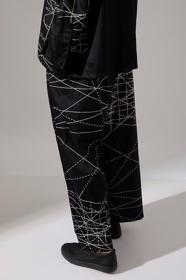 Black Cotton Satin Co-Ord Set by Son Of A Noble SNOB Men at Pernia's Pop Up Shop