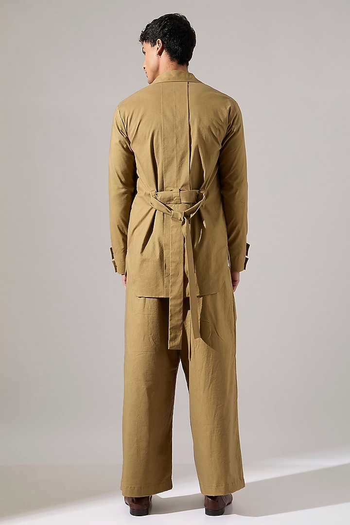 Khaki Cotton & Cotton Satin Co-Ord Set by Son Of A Noble SNOB Men at Pernia's Pop Up Shop