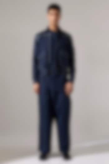 Navy Cotton & Linen Pant Set by Son Of A Noble SNOB Men at Pernia's Pop Up Shop