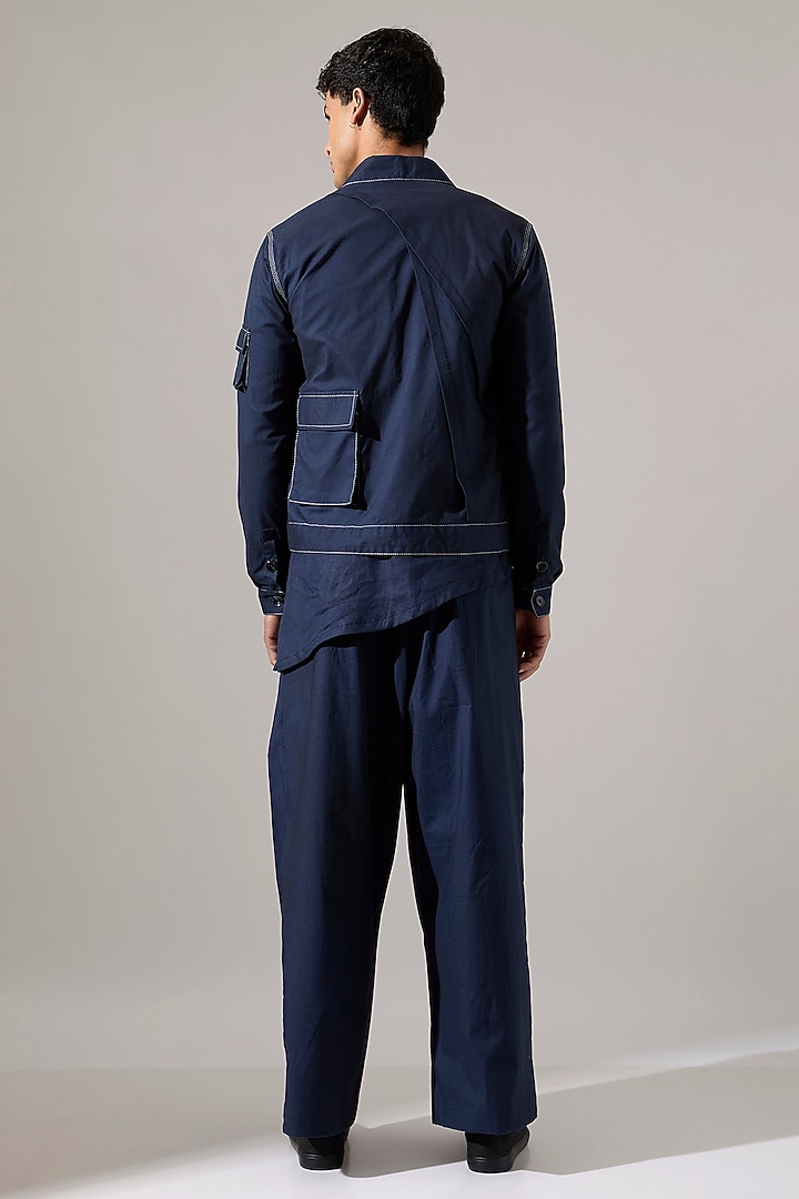 Navy Cotton & Linen Pant Set by Son Of A Noble SNOB Men at Pernia's Pop Up Shop