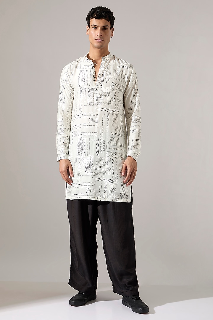 White Modal Printed Kurta Set by Son Of A Noble SNOB Men at Pernia's Pop Up Shop