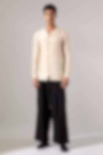 Off-White & Black Raw Silk Co-Ord Set by Son Of A Noble SNOB Men at Pernia's Pop Up Shop