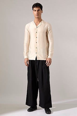 Off-White & Black Raw Silk Co-Ord Set by Son Of A Noble SNOB Men