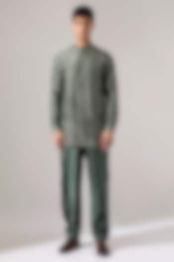 Sage Raw Silk & Cotton Kurta Set by Son Of A Noble SNOB Men at Pernia's Pop Up Shop