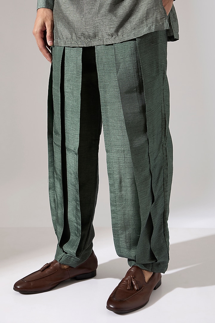 Sage Raw Silk & Cotton Kurta Set by Son Of A Noble SNOB Men at Pernia's Pop Up Shop