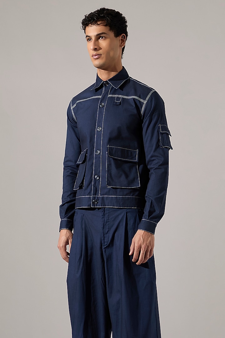 Navy Cotton Co-Ord Set by Son Of A Noble SNOB Men at Pernia's Pop Up Shop