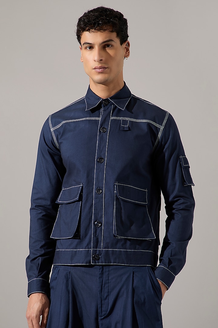 Navy Cotton Co-Ord Set by Son Of A Noble SNOB Men at Pernia's Pop Up Shop