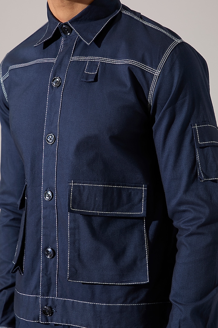 Navy Cotton Co-Ord Set by Son Of A Noble SNOB Men at Pernia's Pop Up Shop