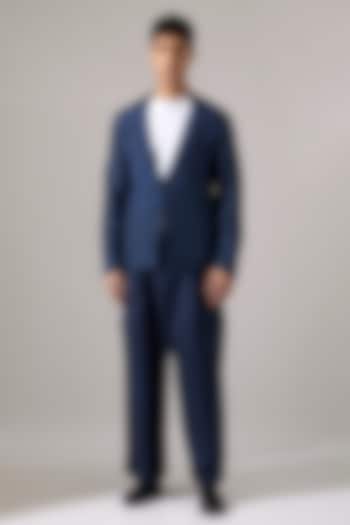 Navy Raw Silk Blazer Se by Son Of A Noble SNOB Men at Pernia's Pop Up Shop