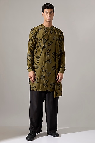 Olive Modal Kurta Set by Son Of A Noble SNOB Men