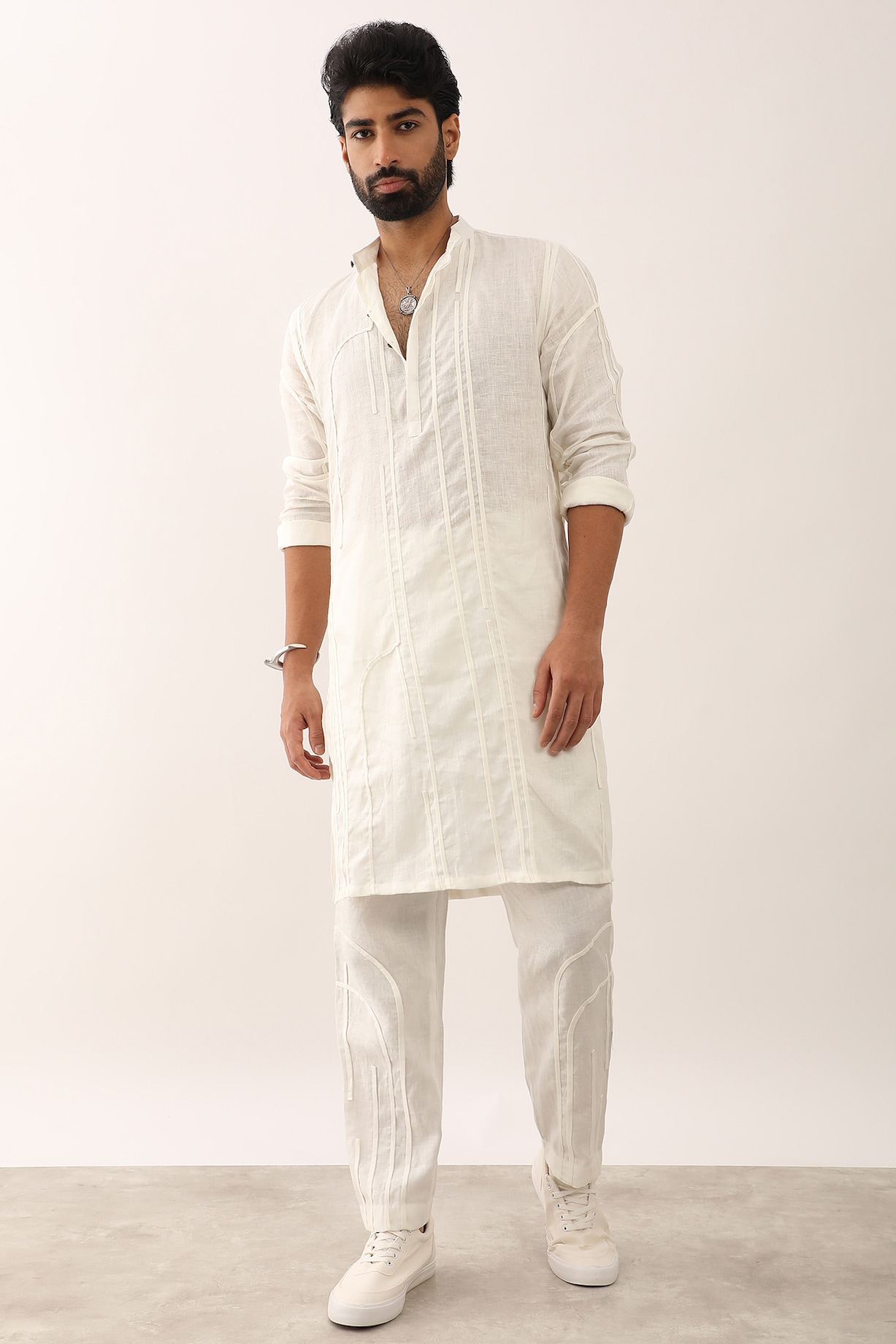 White Linen Kurta Set by Son Of A Noble SNOB Men at Pernia's Pop
