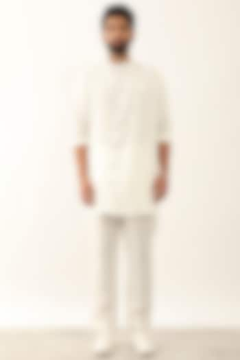 White Linen Kurta Set by Son Of A Noble SNOB Men