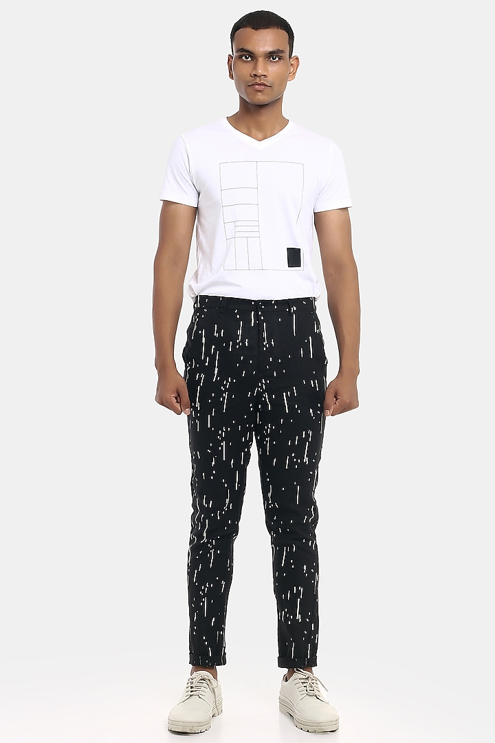 Black Printed Trousers by Son Of A Noble SNOB Men