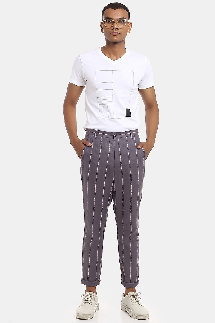 Grey Printed Trousers by Son Of A Noble SNOB Men at Pernia's Pop Up Shop