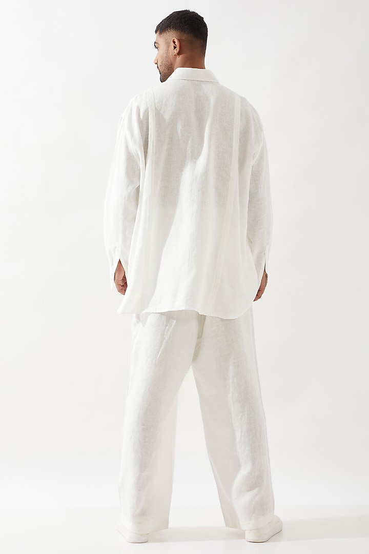White Linen Printed Co-Ord Set by Son Of A Noble SNOB Men at Pernia's Pop Up Shop