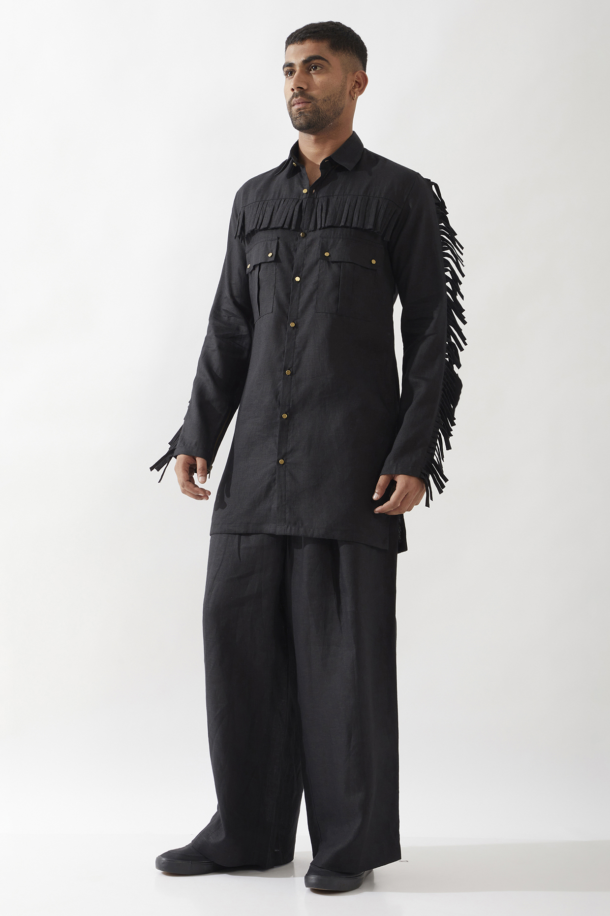 Black Linen Kurta by Son Of A Noble SNOB Men