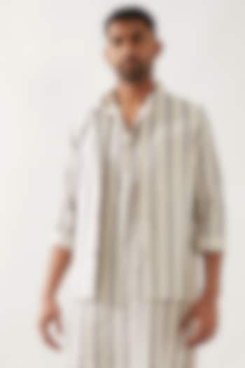 Ivory Linen Printed Bundi Jacket by Son Of A Noble SNOB Men at Pernia's Pop Up Shop