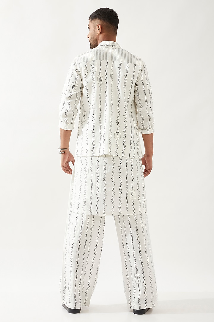 White Linen Printed Bundi Jacket by Son Of A Noble SNOB Men at Pernia's Pop Up Shop