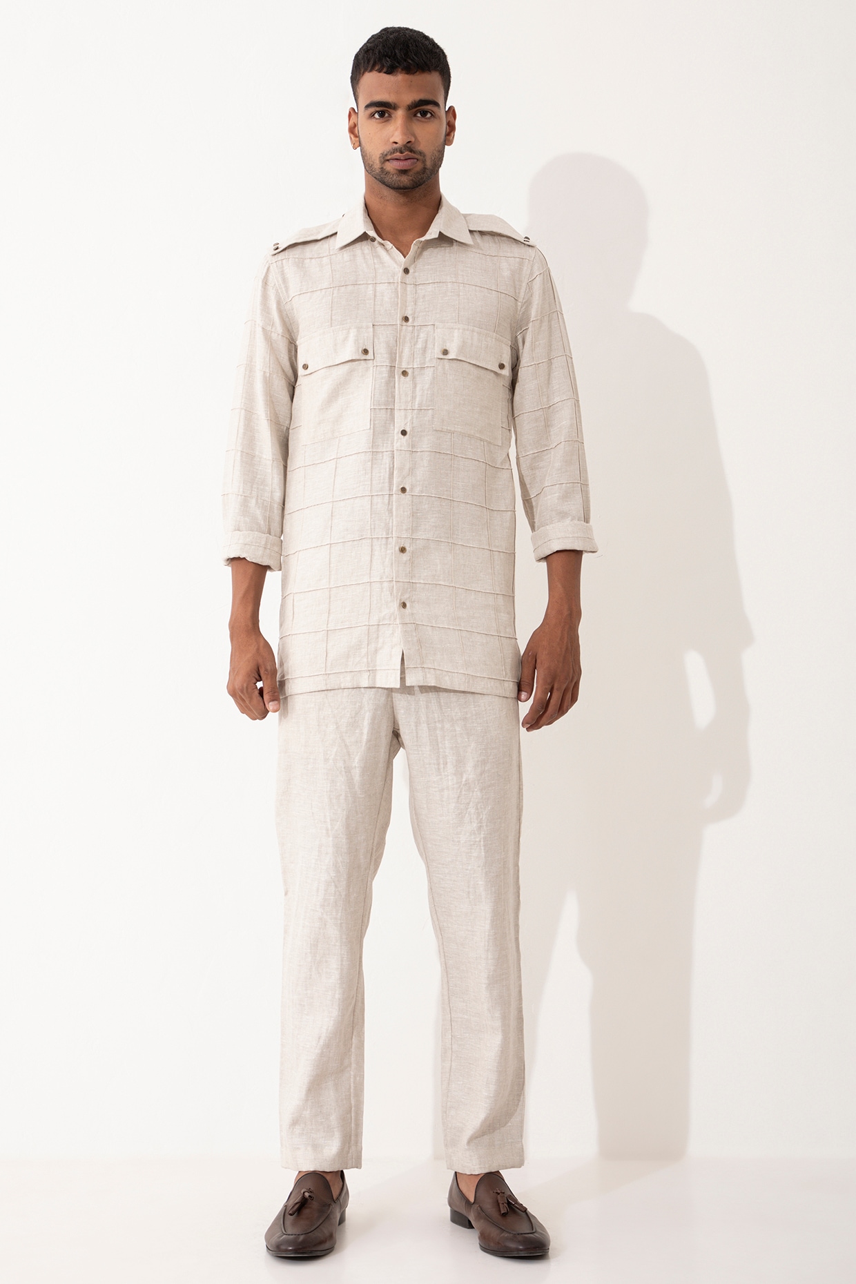 White Linen Co-Ord Set by Son Of A Noble SNOB Men at Pernia's Pop