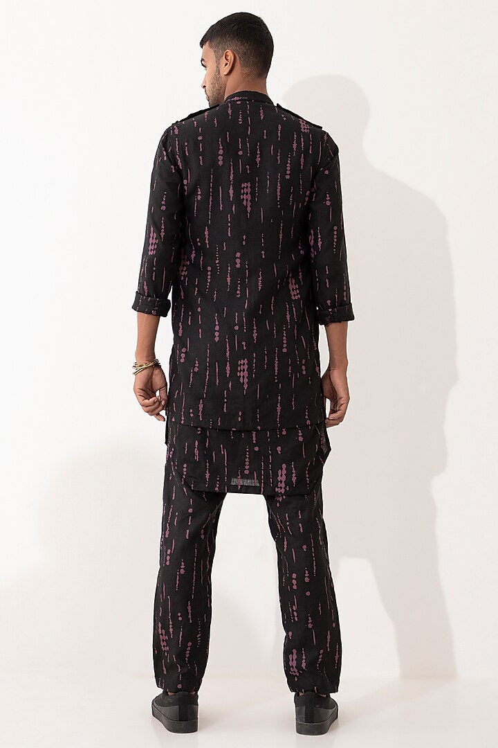 Black Linen Bundi Jacket Set by Son Of A Noble SNOB Men at Pernia's Pop Up Shop