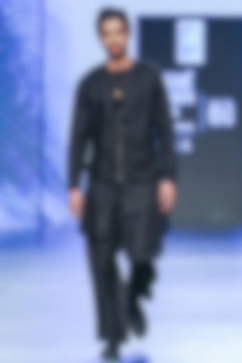 Black Linen Bundi Jacket Set by Son Of A Noble SNOB Men at Pernia's Pop Up Shop