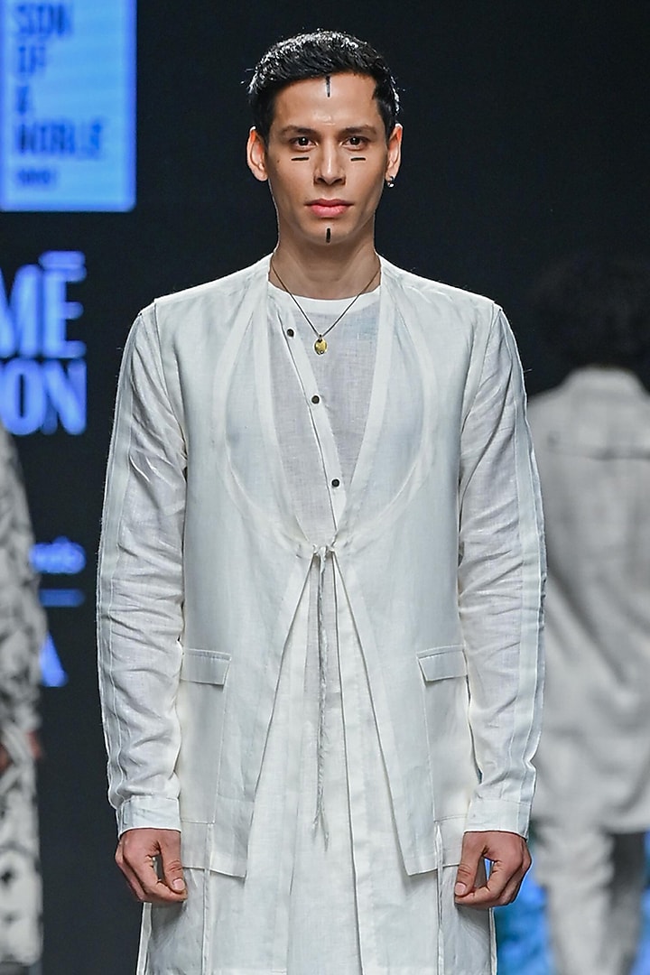 White Linen Waistcoat Set by Son Of A Noble SNOB Men at Pernia's Pop Up Shop