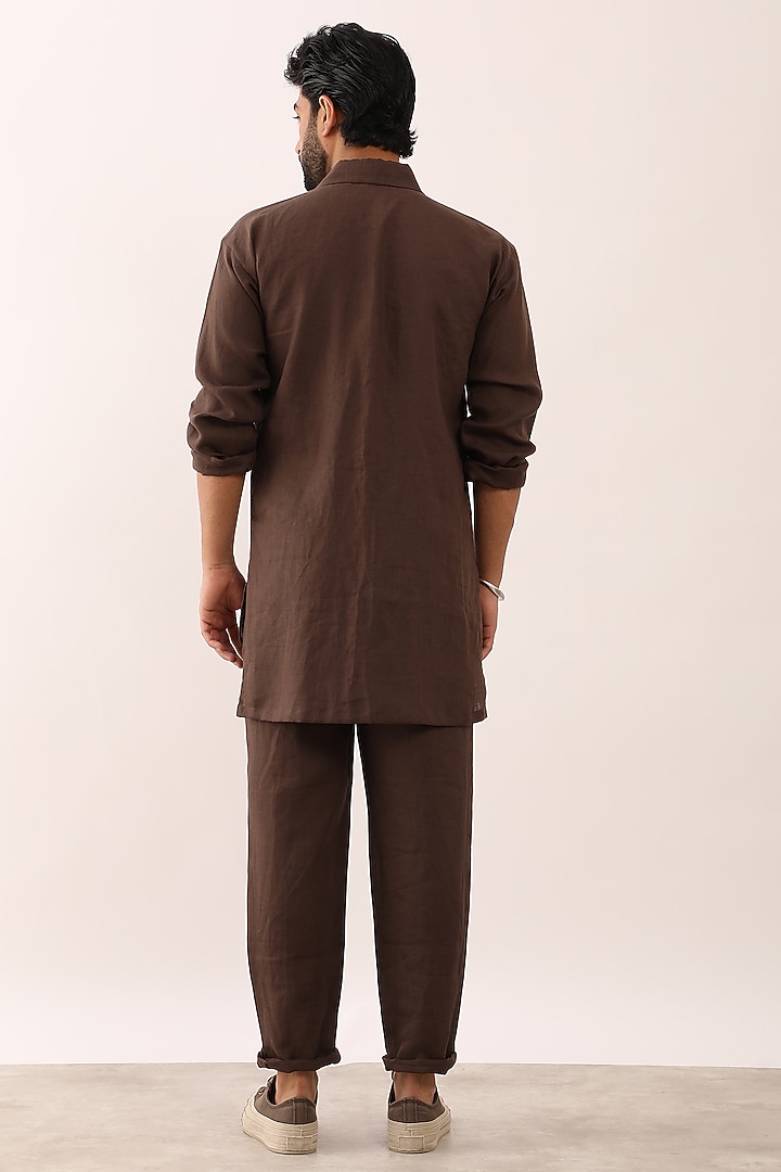Brown Linen Co-Ord Set by Son Of A Noble SNOB Men at Pernia's Pop Up Shop