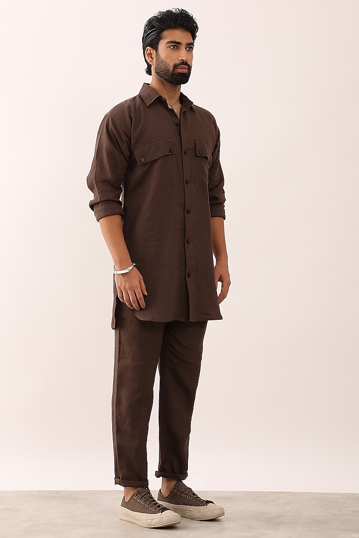 Brown Linen Co-Ord Set by Son Of A Noble SNOB Men at Pernia's Pop Up Shop