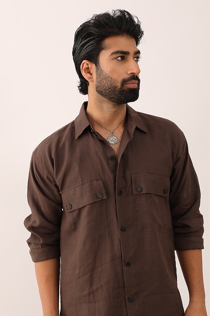 Brown Linen Co-Ord Set by Son Of A Noble SNOB Men at Pernia's Pop Up Shop
