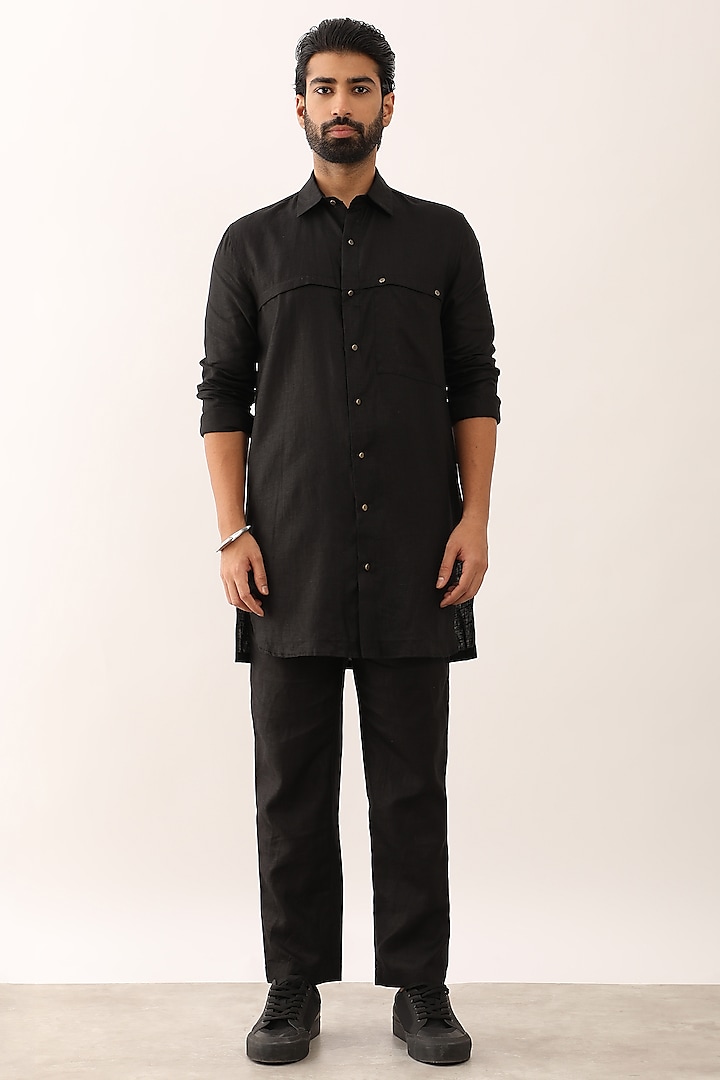 Black Linen Co-Ord Set by Son Of A Noble SNOB Men at Pernia's Pop Up Shop