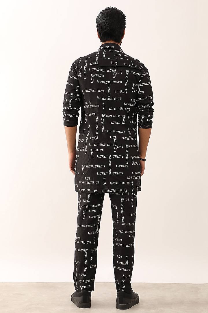 Black Linen Printed Co-Ord Set by Son Of A Noble SNOB Men at Pernia's Pop Up Shop