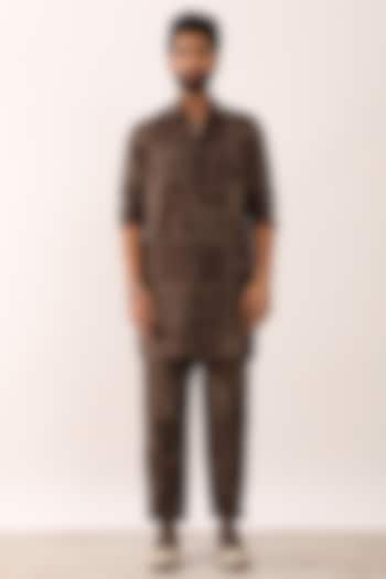 Brown Linen Printed Co-Ord Set by Son Of A Noble SNOB Men at Pernia's Pop Up Shop