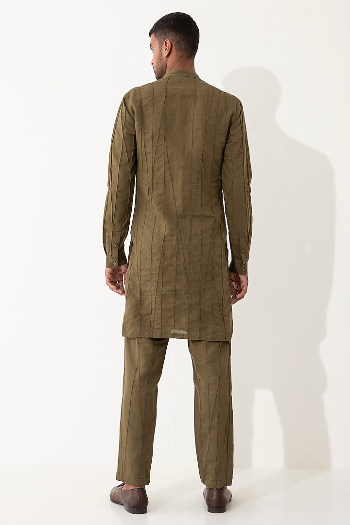 Brown Linen Kurta Set by Son Of A Noble SNOB Men at Pernia's Pop Up Shop