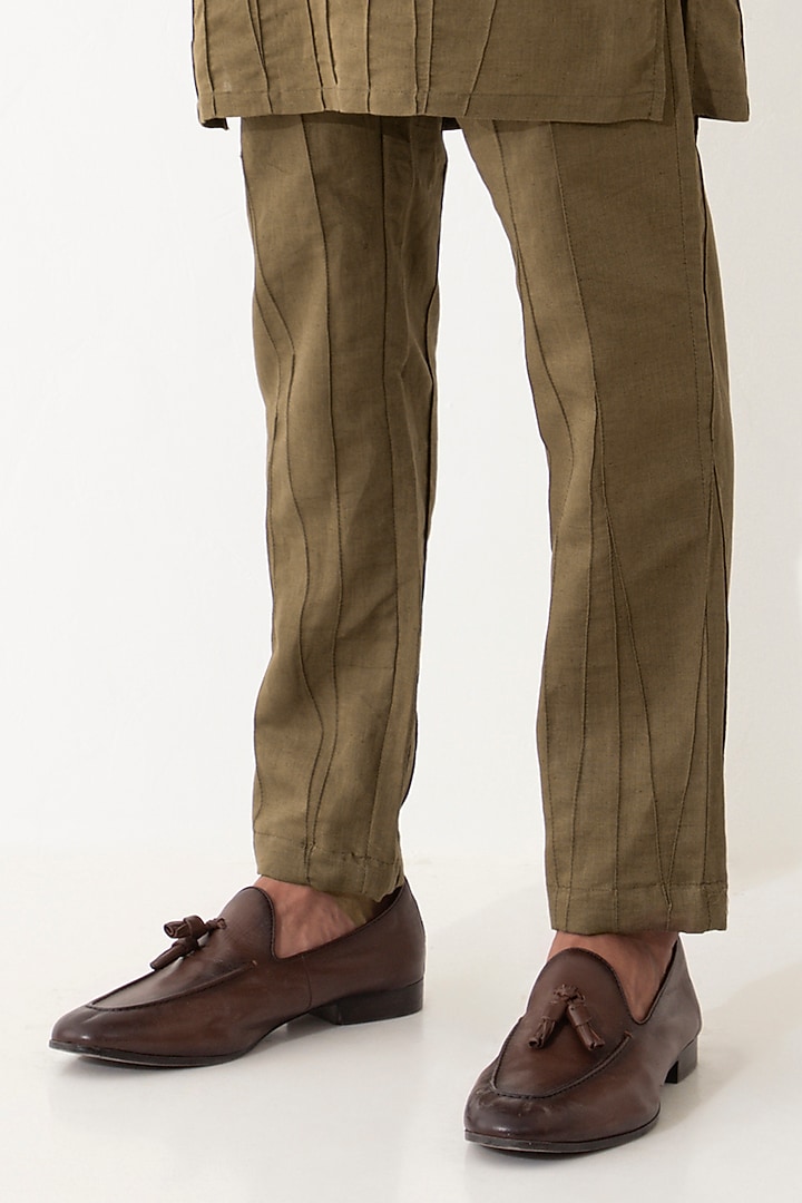 Brown Linen Kurta Set by Son Of A Noble SNOB Men at Pernia's Pop Up Shop