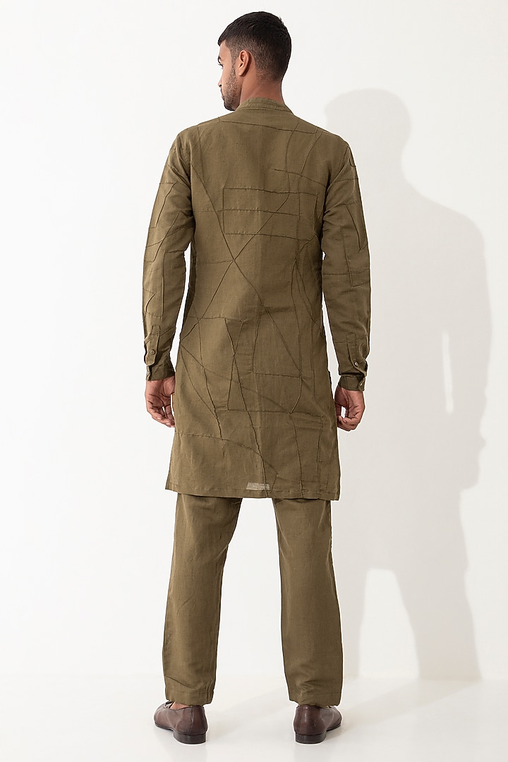 Brown Linen Kurta Set by Son Of A Noble SNOB Men at Pernia's Pop Up Shop